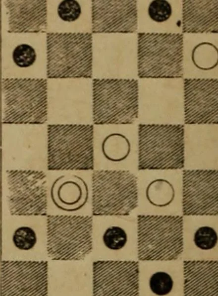 An illustration from Hand book of draughts and backgammon. The draught player's hand book, 1852, leaf 115