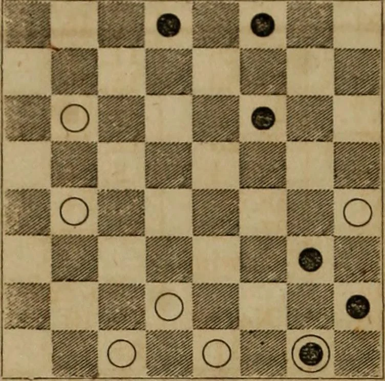An illustration from Hand book of draughts and backgammon. The draught player's hand book, 1852, leaf 131