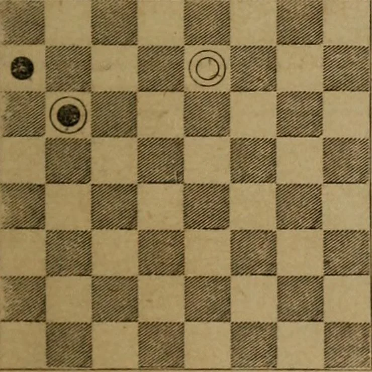 An illustration from Hand book of draughts and backgammon. The draught player's hand book, 1852, leaf 90