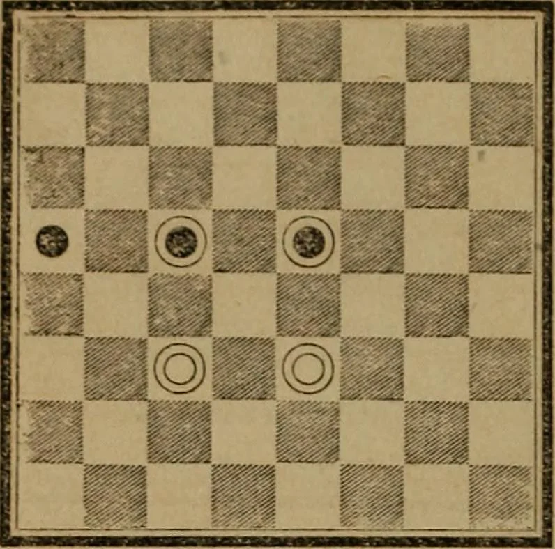 An illustration from Hand book of draughts and backgammon. The draught player's hand book, 1852, leaf 93