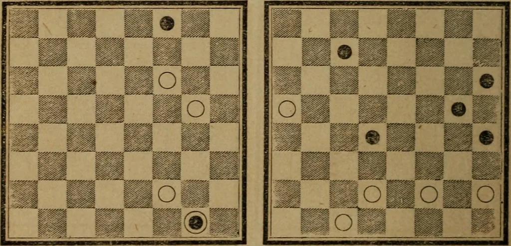 An illustration from Hand book of draughts and backgammon. The draught player's hand book, 1852, leaf 93
