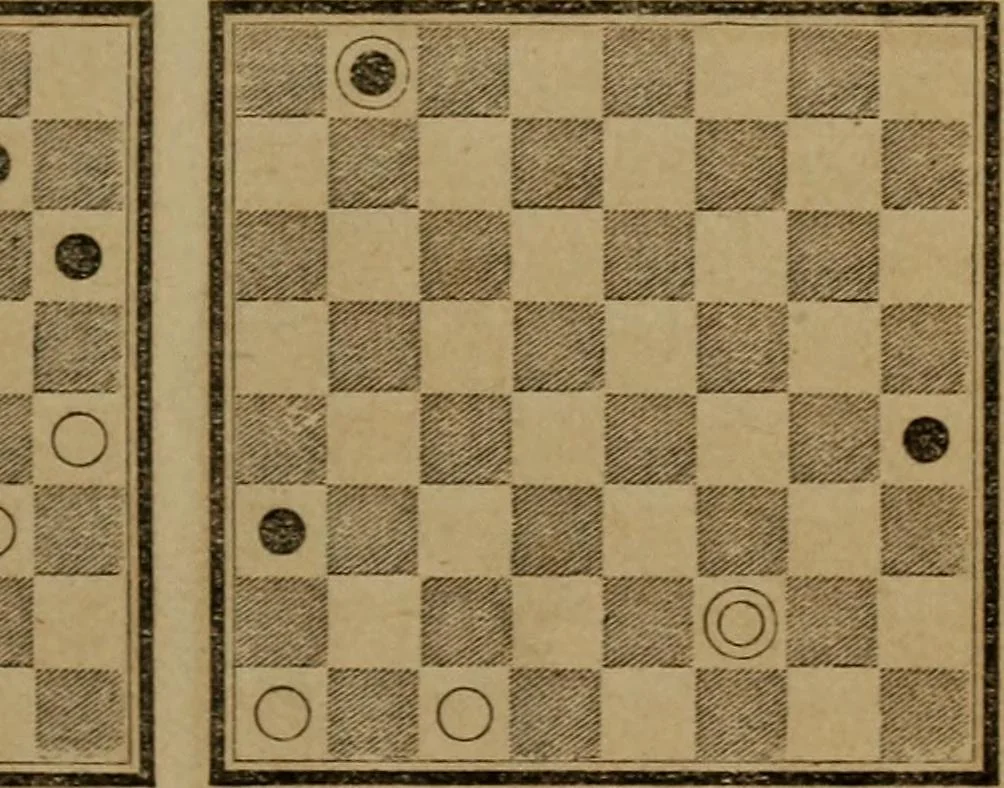 An illustration from Hand book of draughts and backgammon. The draught player's hand book, 1852, leaf 96