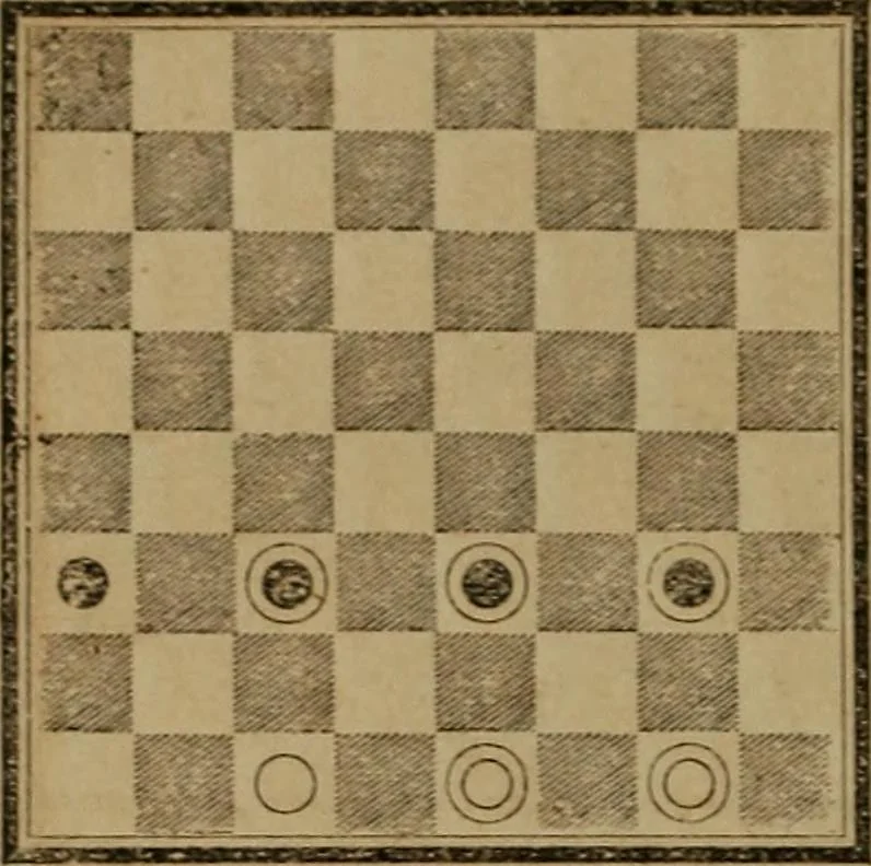 An illustration from Hand book of draughts and backgammon. The draught player's hand book, 1852, leaf 97