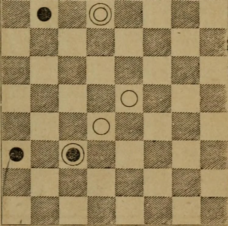 An illustration from Hand book of draughts and backgammon. The draught player's hand book, 1852, leaf 98