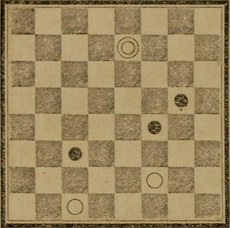 An illustration from Hand book of draughts and backgammon. The draught player's hand book, 1852, leaf 99