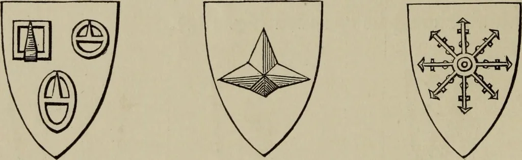 An illustration from The handbook of heraldry : with instructions for tracing pedigrees and deciphering ancient mss., also, rules for the appointment of liveries, etc. etc., 1869, leaf 111
