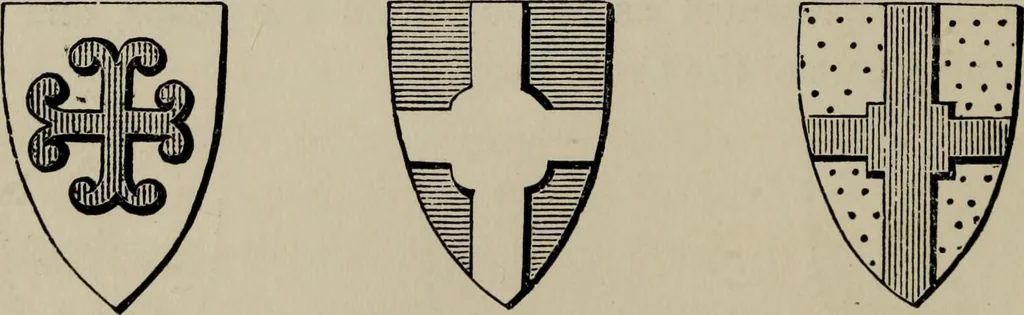 An illustration from The handbook of heraldry : with instructions for tracing pedigrees and deciphering ancient mss., also, rules for the appointment of liveries, etc. etc., 1869, leaf 65