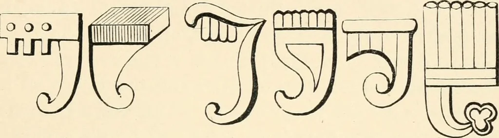 An illustration from Handbook of heraldry, with instructions for tracing pedigrees and deciphering ancient mss., rules for the appointment of liveries, &c., 1893, leaf 135