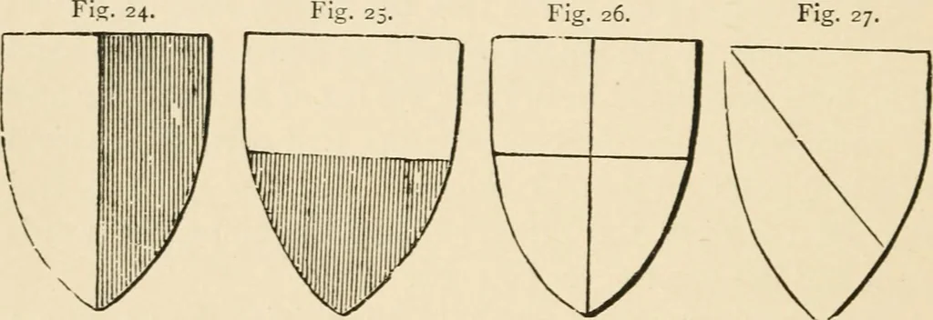 An illustration from Handbook of heraldry, with instructions for tracing pedigrees and deciphering ancient mss., rules for the appointment of liveries, &c., 1893, leaf 58