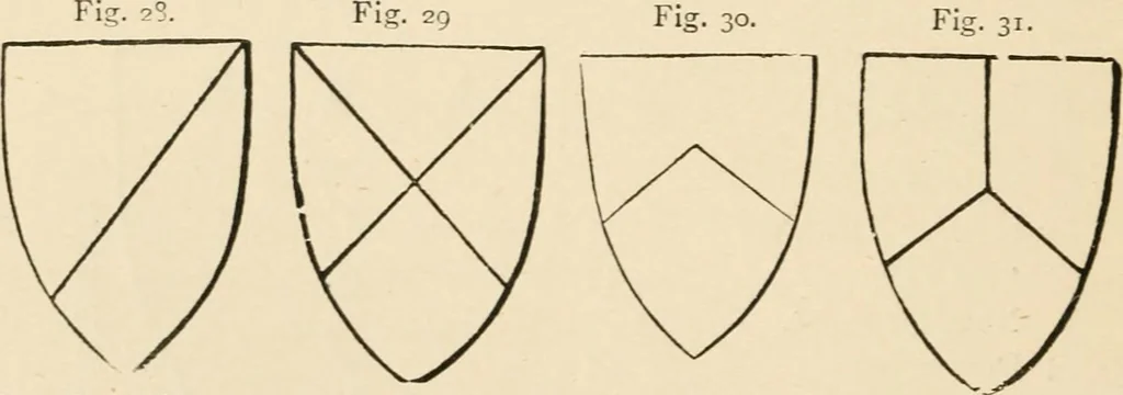 An illustration from Handbook of heraldry, with instructions for tracing pedigrees and deciphering ancient mss., rules for the appointment of liveries, &c., 1893, leaf 58