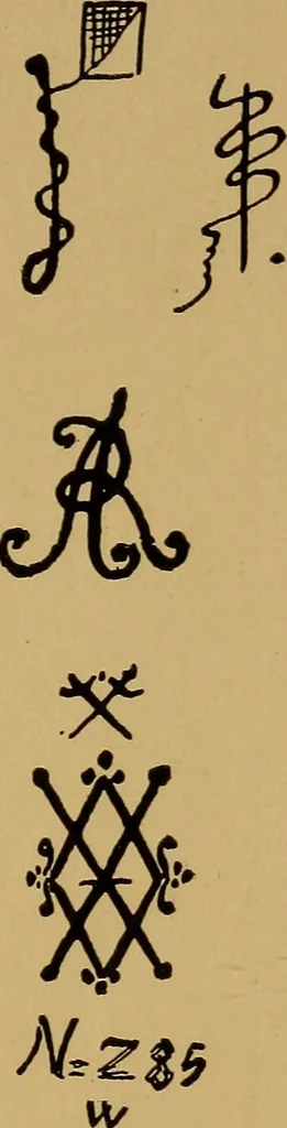 An illustration from Handbook of marks on pottery & porcelain, 1909, leaf 49