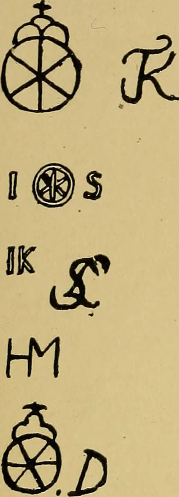 An illustration from Handbook of marks on pottery & porcelain, 1909, leaf 52