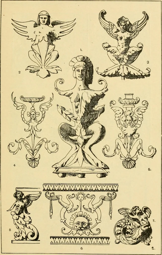 An illustration from Handbook of ornament; a grammar of art, industrial and architectural designing in all its branches, for practical as well as theoretical use, 1900, leaf 117