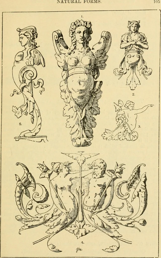 An illustration from Handbook of ornament; a grammar of art, industrial and architectural designing in all its branches, for practical as well as theoretical use, 1900, leaf 119