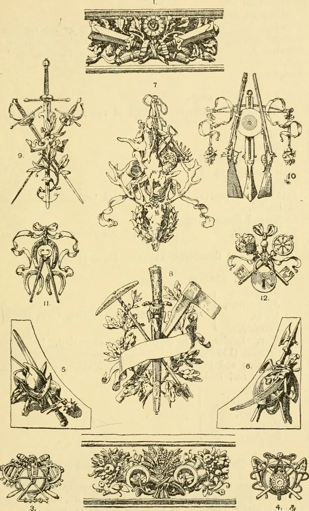 An illustration from Handbook of ornament; a grammar of art, industrial and architectural designing in all its branches, for practical as well as theoretical use, 1900, leaf 133
