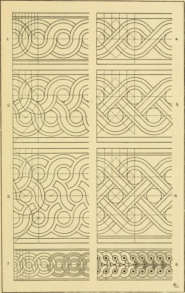 An illustration from Handbook of ornament; a grammar of art, industrial and architectural designing in all its branches, for practical as well as theoretical use, 1900, leaf 151