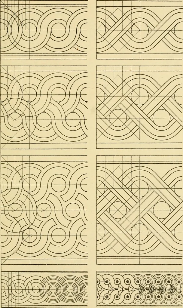 An illustration from Handbook of ornament; a grammar of art, industrial and architectural designing in all its branches, for practical as well as theoretical use, 1900, leaf 153