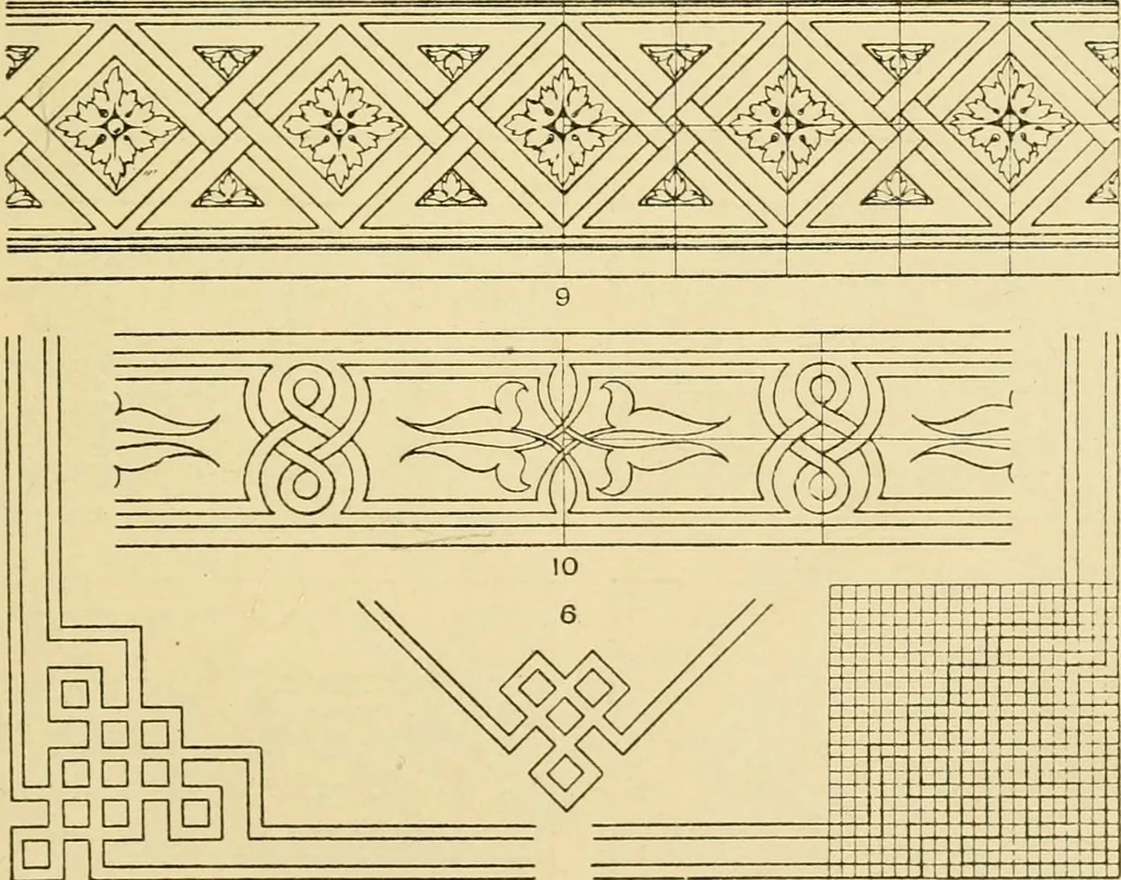 An illustration from Handbook of ornament; a grammar of art, industrial and architectural designing in all its branches, for practical as well as theoretical use, 1900, leaf 155