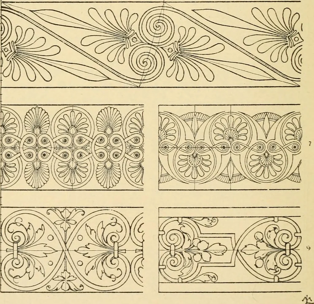An illustration from Handbook of ornament; a grammar of art, industrial and architectural designing in all its branches, for practical as well as theoretical use, 1900, leaf 158