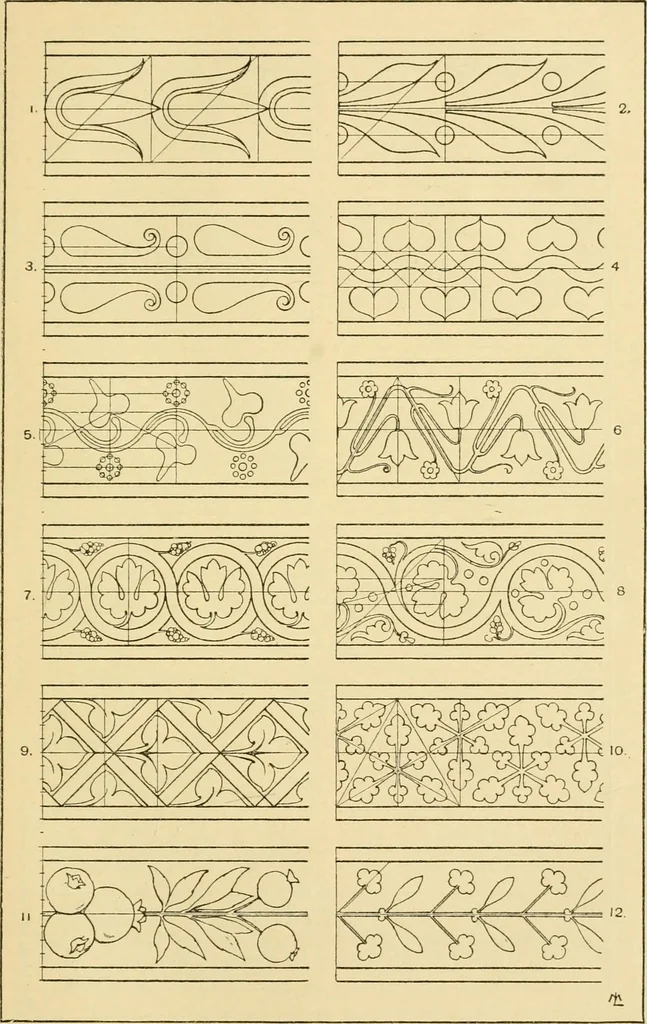 An illustration from Handbook of ornament; a grammar of art, industrial and architectural designing in all its branches, for practical as well as theoretical use, 1900, leaf 161