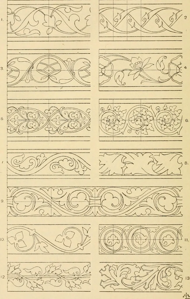 An illustration from Handbook of ornament; a grammar of art, industrial and architectural designing in all its branches, for practical as well as theoretical use, 1900, leaf 162