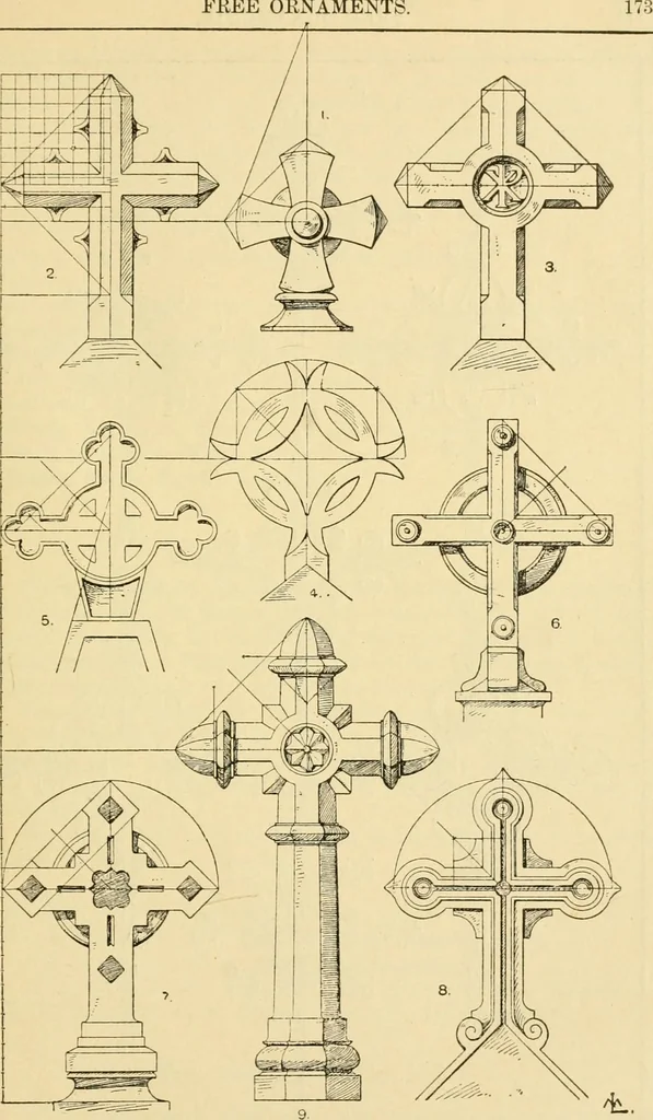 An illustration from Handbook of ornament; a grammar of art, industrial and architectural designing in all its branches, for practical as well as theoretical use, 1900, leaf 187