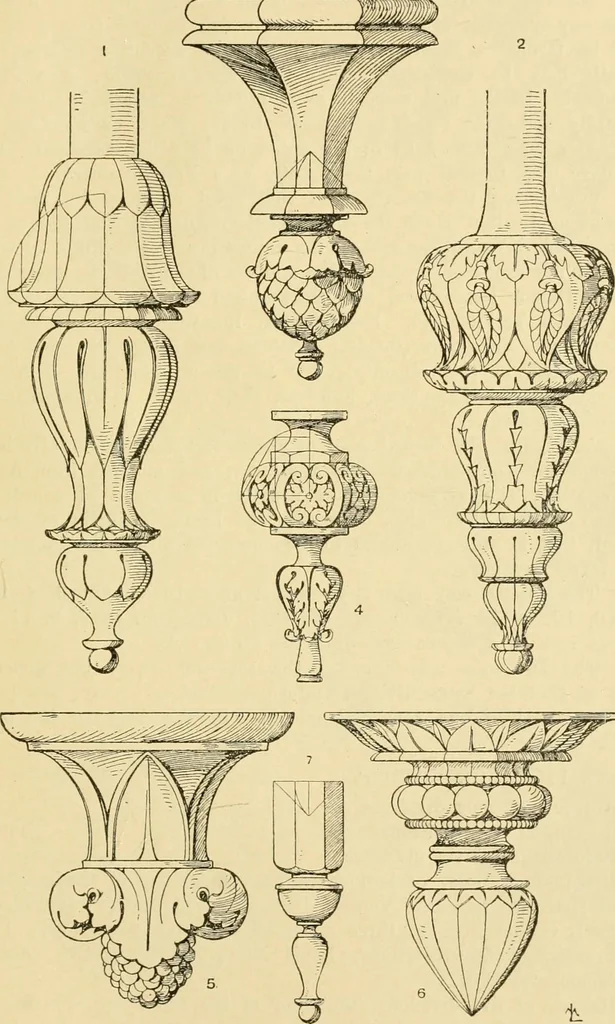 An illustration from Handbook of ornament; a grammar of art, industrial and architectural designing in all its branches, for practical as well as theoretical use, 1900, leaf 195