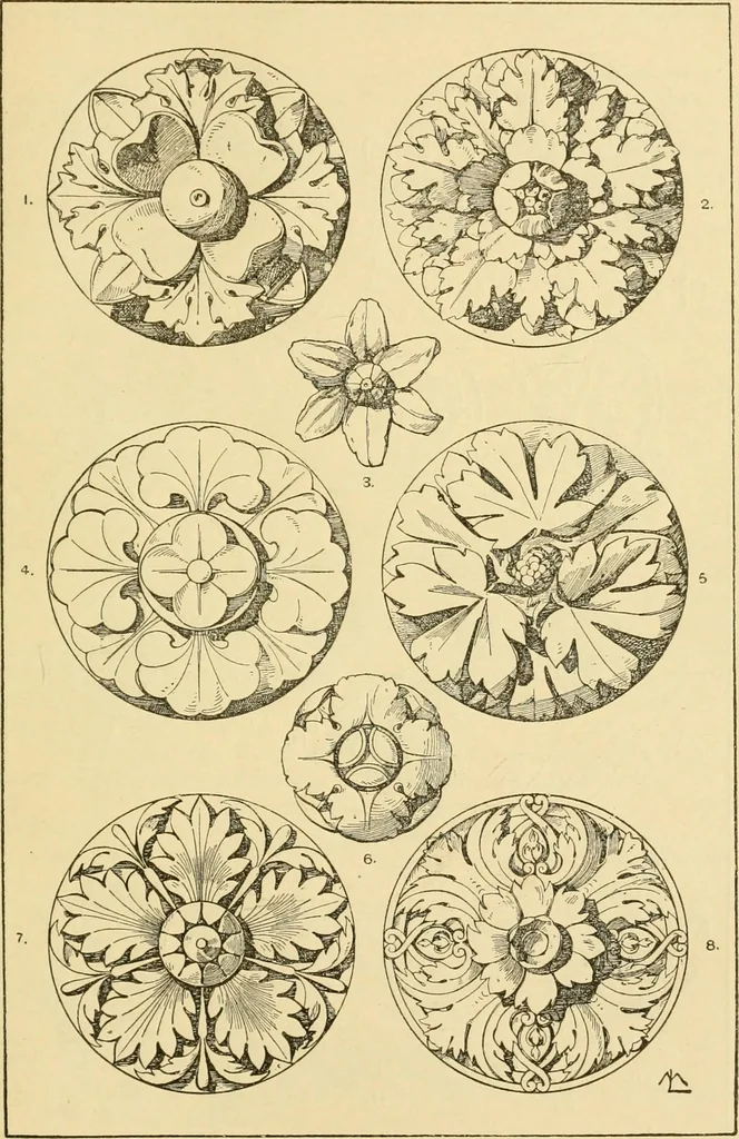 An illustration from Handbook of ornament; a grammar of art, industrial and architectural designing in all its branches, for practical as well as theoretical use, 1900, leaf 197
