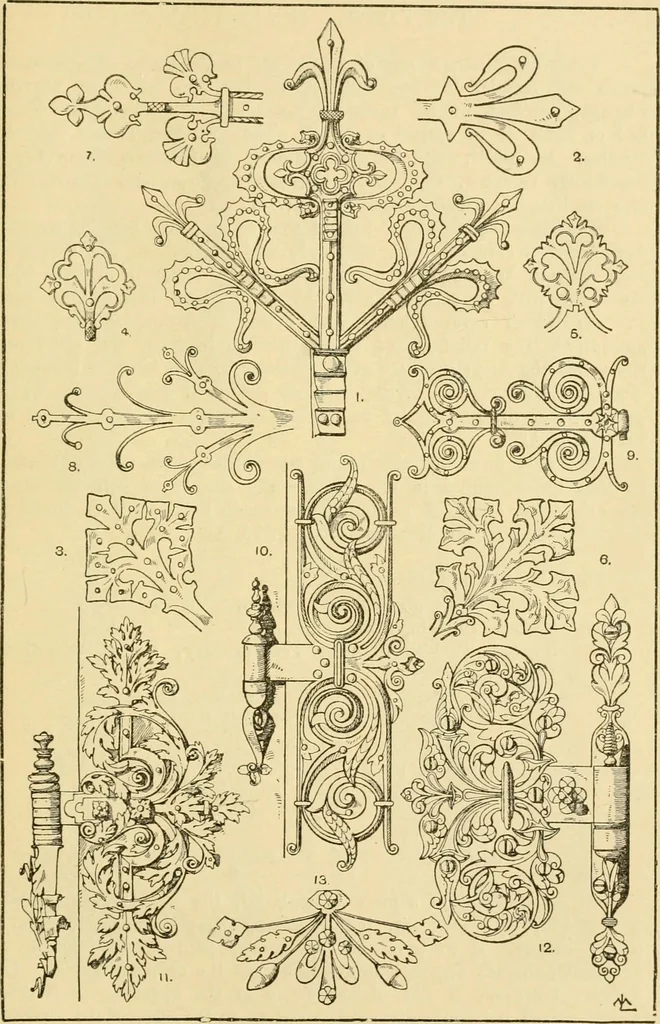 An illustration from Handbook of ornament; a grammar of art, industrial and architectural designing in all its branches, for practical as well as theoretical use, 1900, leaf 201