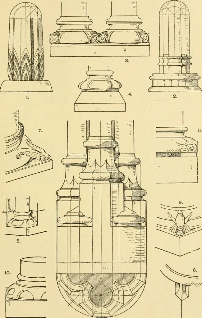 An illustration from Handbook of ornament; a grammar of art, industrial and architectural designing in all its branches, for practical as well as theoretical use, 1900, leaf 215