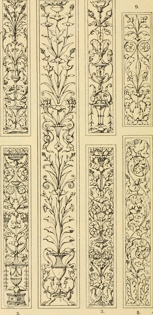 An illustration from Handbook of ornament; a grammar of art, industrial and architectural designing in all its branches, for practical as well as theoretical use, 1900, leaf 226