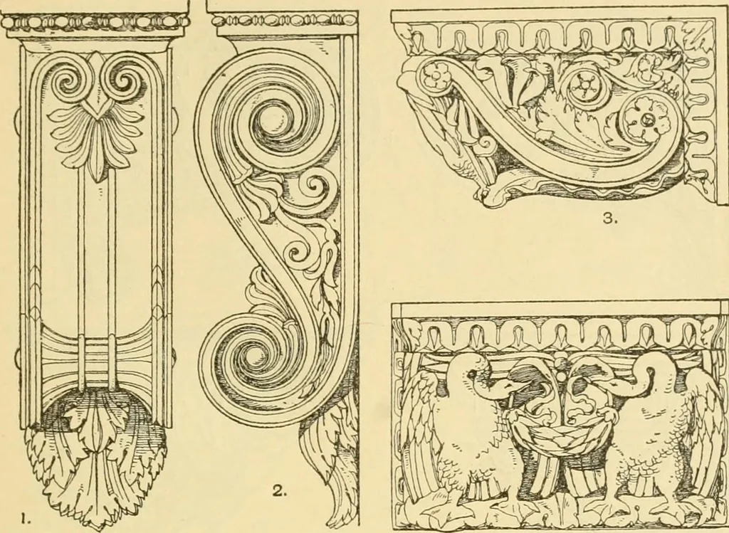 An illustration from Handbook of ornament; a grammar of art, industrial and architectural designing in all its branches, for practical as well as theoretical use, 1900, leaf 251