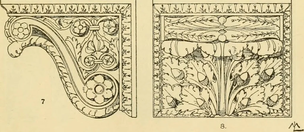 An illustration from Handbook of ornament; a grammar of art, industrial and architectural designing in all its branches, for practical as well as theoretical use, 1900, leaf 251