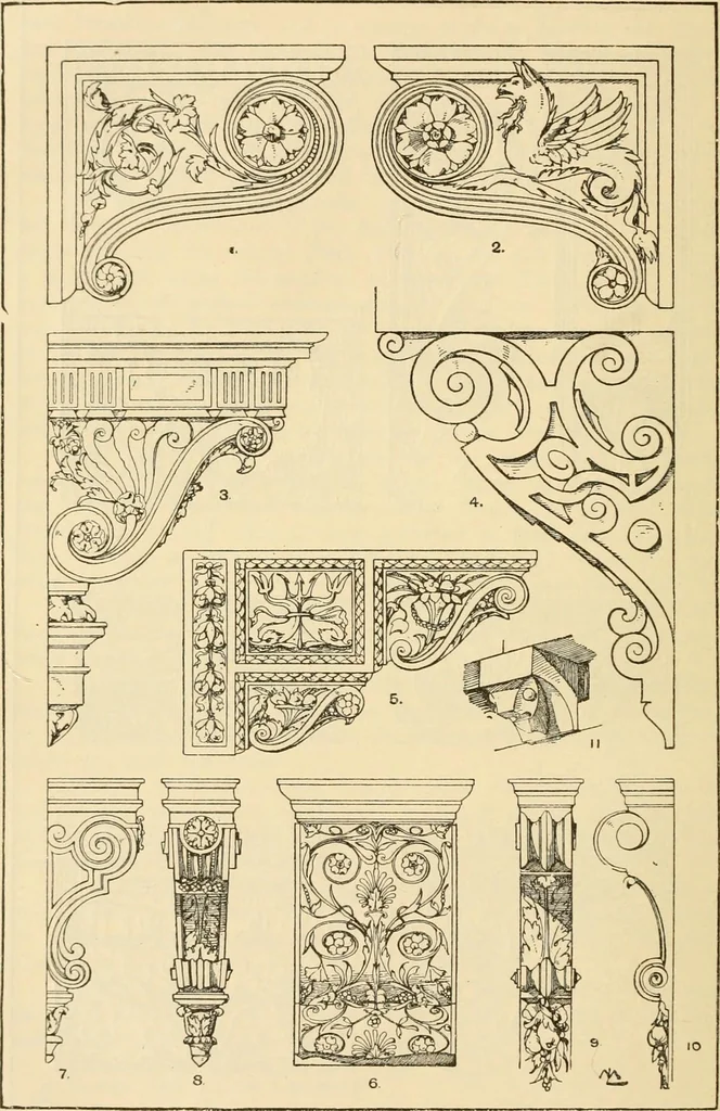 An illustration from Handbook of ornament; a grammar of art, industrial and architectural designing in all its branches, for practical as well as theoretical use, 1900, leaf 252