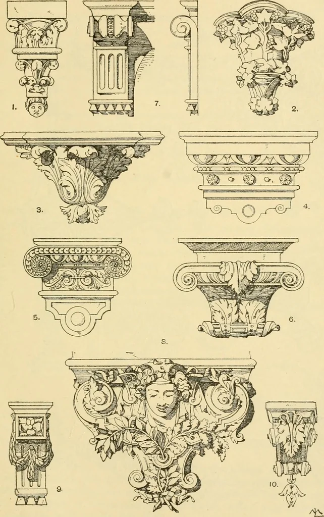 An illustration from Handbook of ornament; a grammar of art, industrial and architectural designing in all its branches, for practical as well as theoretical use, 1900, leaf 253
