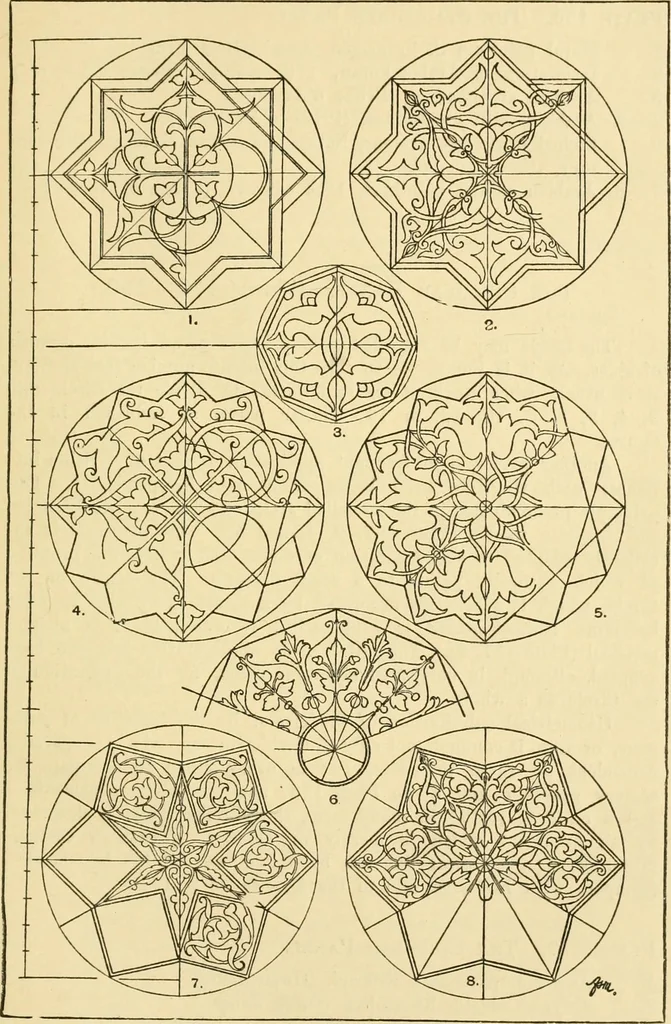 An illustration from Handbook of ornament; a grammar of art, industrial and architectural designing in all its branches, for practical as well as theoretical use, 1900, leaf 269