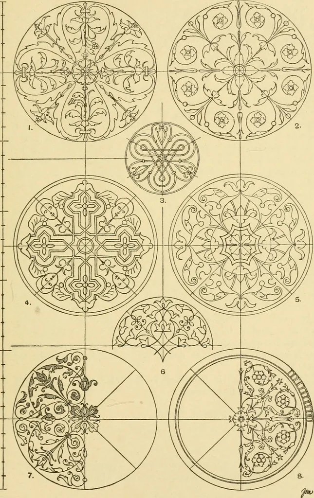 An illustration from Handbook of ornament; a grammar of art, industrial and architectural designing in all its branches, for practical as well as theoretical use, 1900, leaf 275