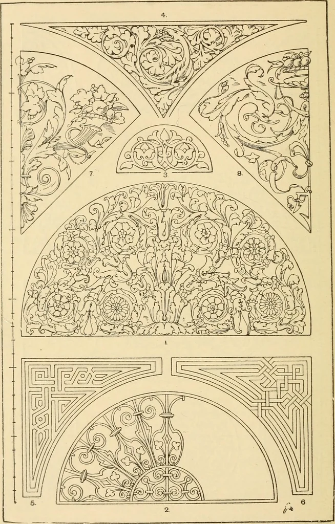 An illustration from Handbook of ornament; a grammar of art, industrial and architectural designing in all its branches, for practical as well as theoretical use, 1900, leaf 284