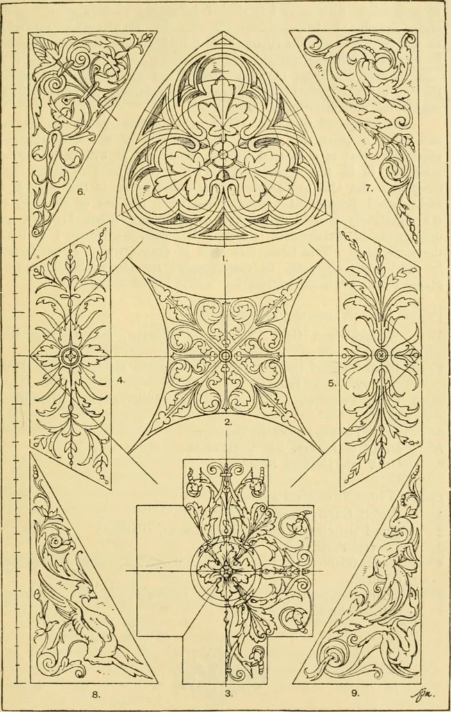 An illustration from Handbook of ornament; a grammar of art, industrial and architectural designing in all its branches, for practical as well as theoretical use, 1900, leaf 289
