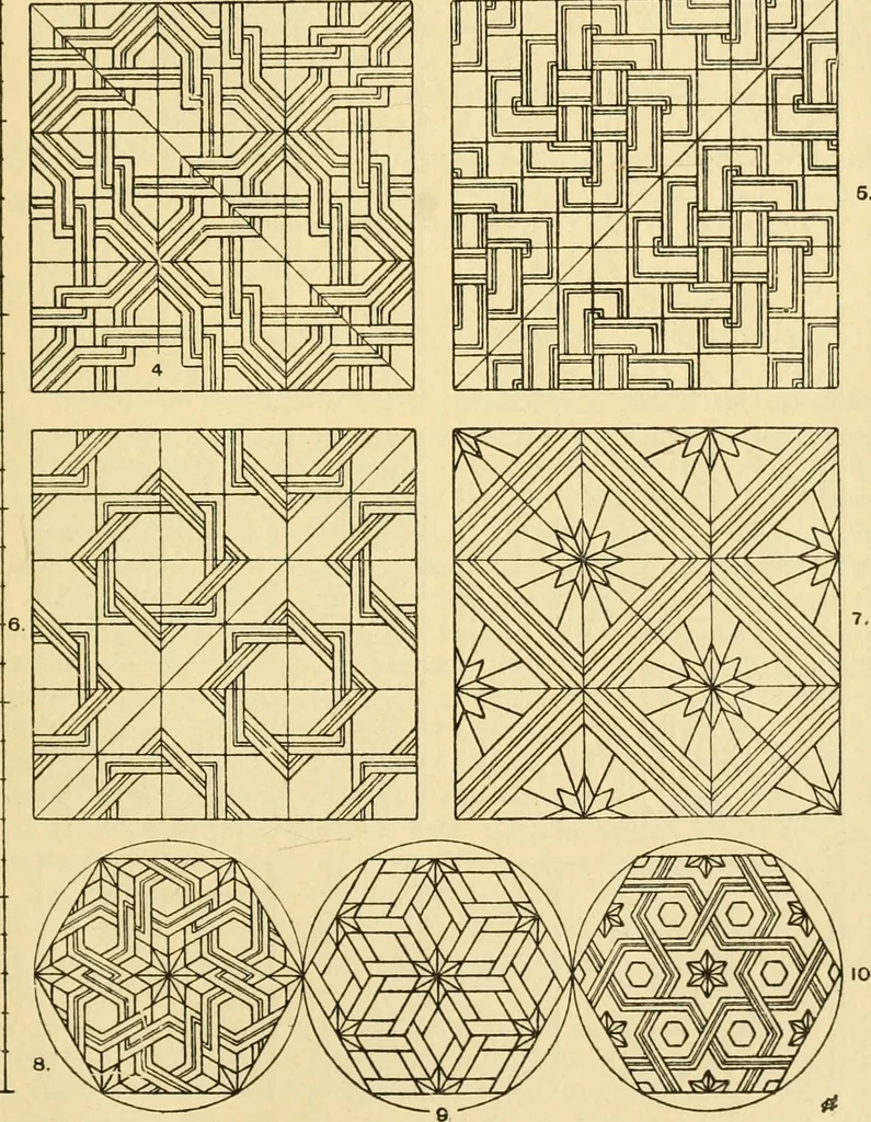 An illustration from Handbook of ornament; a grammar of art, industrial and architectural designing in all its branches, for practical as well as theoretical use, 1900, leaf 293