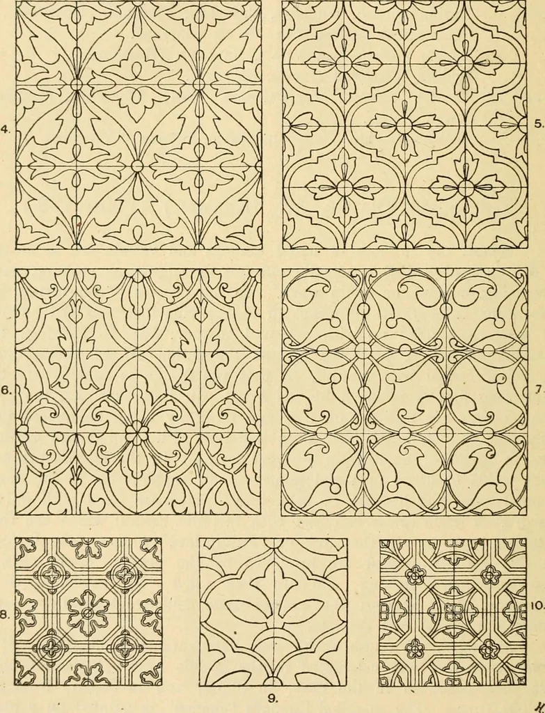 An illustration from Handbook of ornament; a grammar of art, industrial and architectural designing in all its branches, for practical as well as theoretical use, 1900, leaf 296