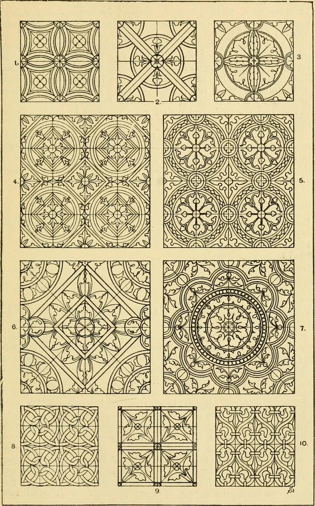An illustration from Handbook of ornament; a grammar of art, industrial and architectural designing in all its branches, for practical as well as theoretical use, 1900, leaf 299