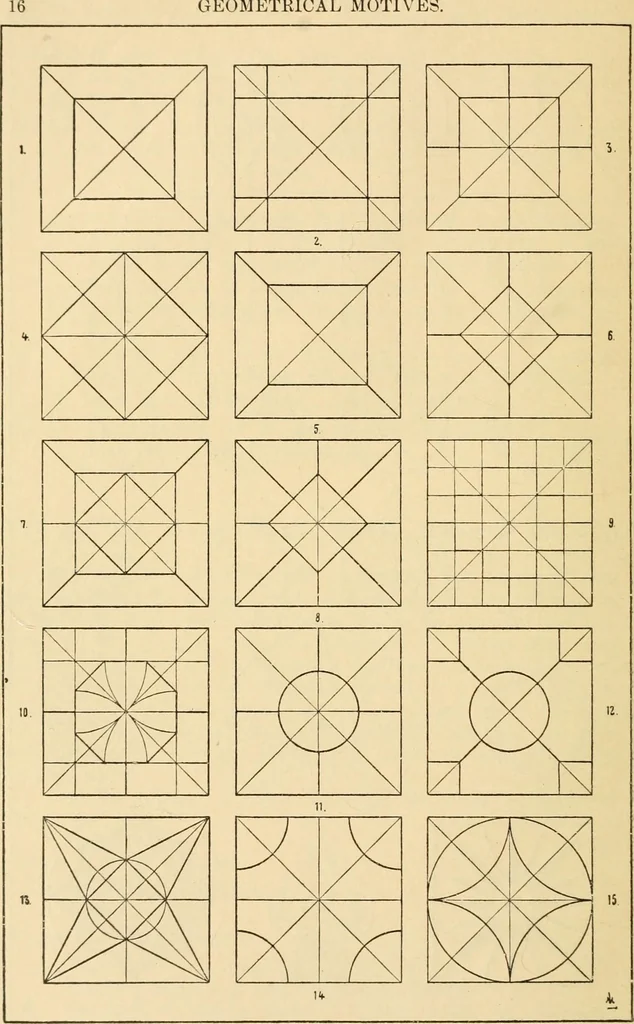 An illustration from Handbook of ornament; a grammar of art, industrial and architectural designing in all its branches, for practical as well as theoretical use, 1900, leaf 30