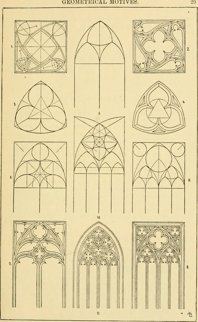An illustration from Handbook of ornament; a grammar of art, industrial and architectural designing in all its branches, for practical as well as theoretical use, 1900, leaf 43