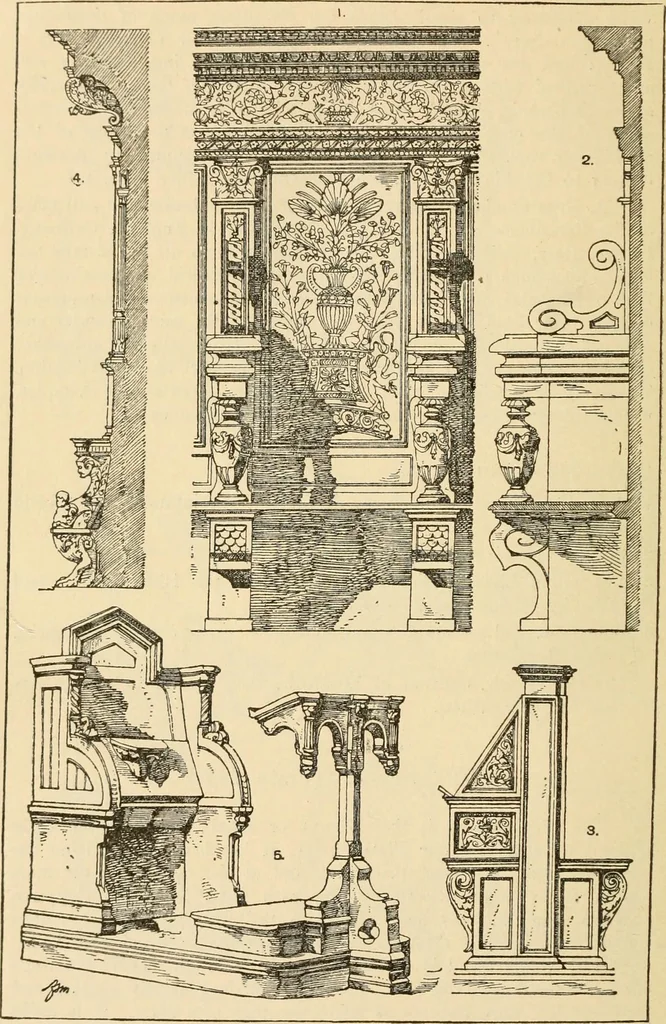 An illustration from Handbook of ornament; a grammar of art, industrial and architectural designing in all its branches, for practical as well as theoretical use, 1900, leaf 446