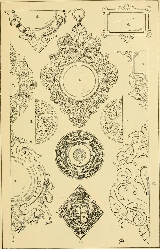 An illustration from Handbook of ornament; a grammar of art, industrial and architectural designing in all its branches, for practical as well as theoretical use, 1900, leaf 489