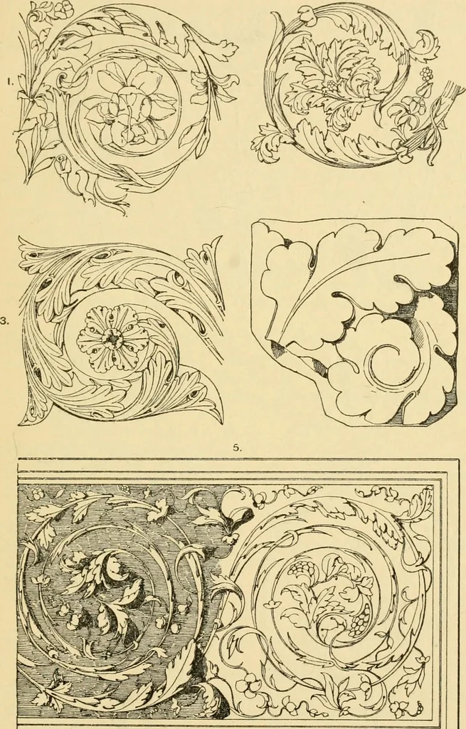 An illustration from Handbook of ornament; a grammar of art, industrial and architectural designing in all its branches, for practical as well as theoretical use, 1900, leaf 55