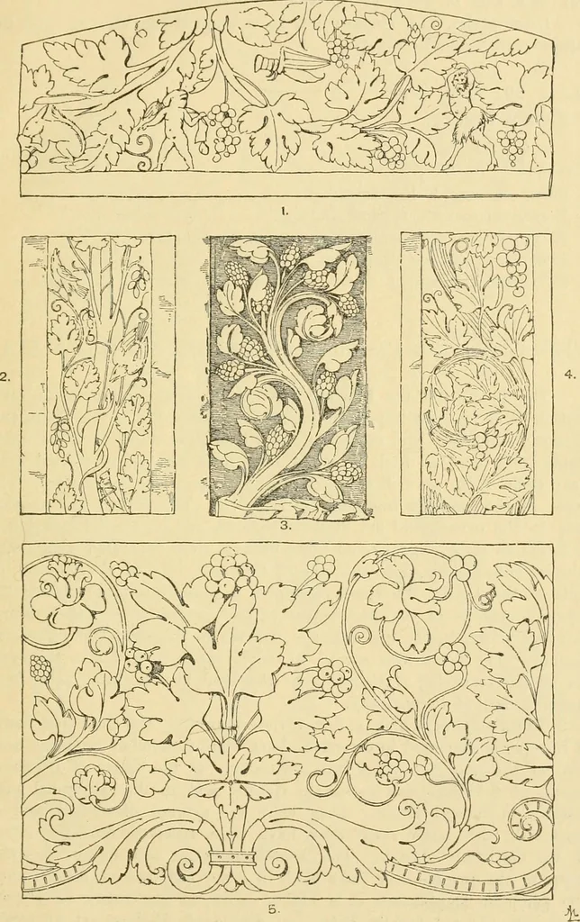An illustration from Handbook of ornament; a grammar of art, industrial and architectural designing in all its branches, for practical as well as theoretical use, 1900, leaf 61