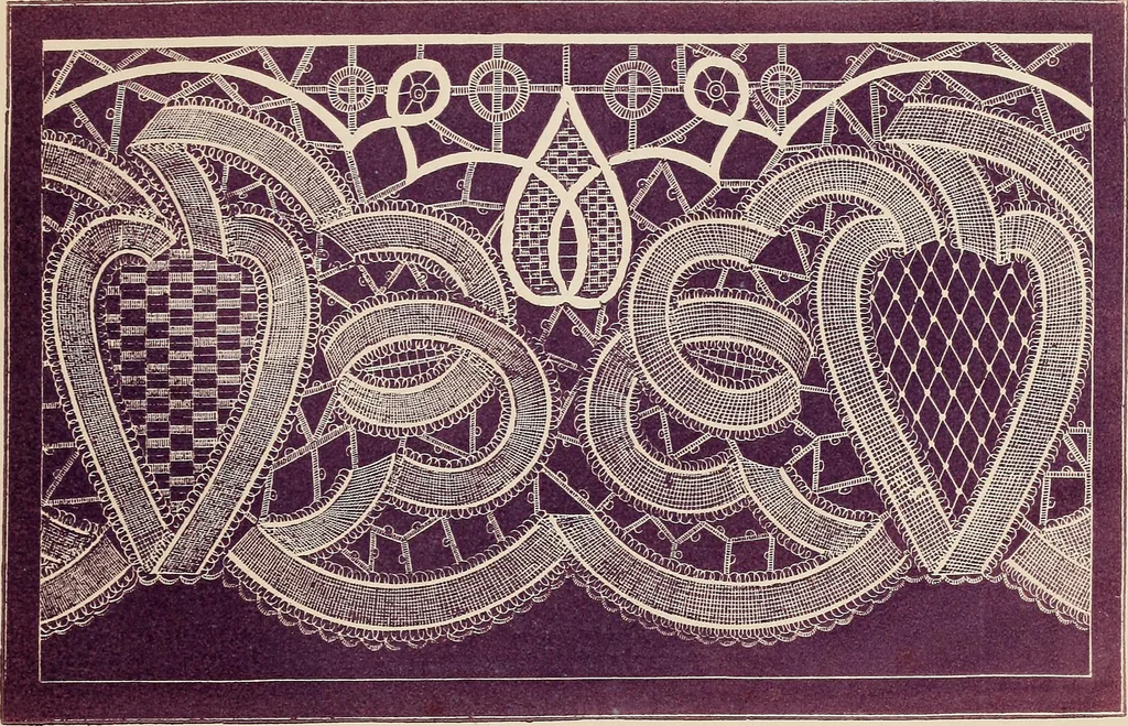 An illustration from The handbook of point lace : with illustrations and descriptions of thirty-four different stitches and a series of designs, 1870, leaf 30
