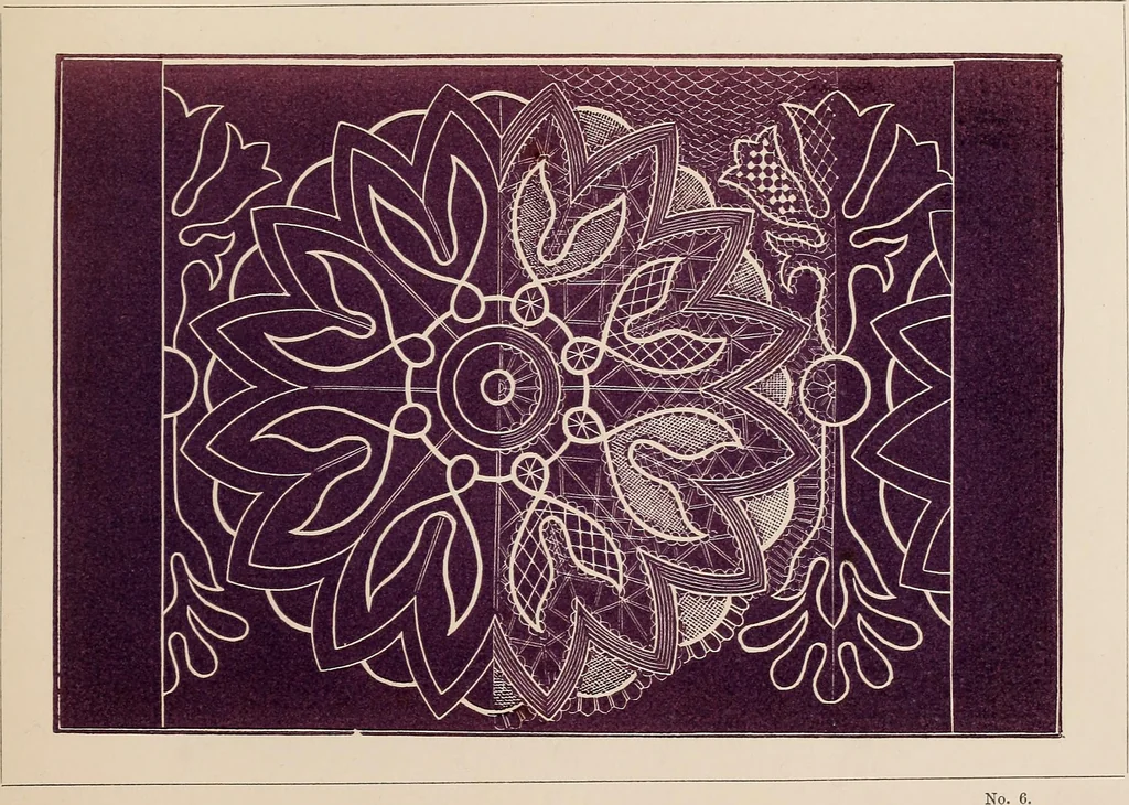 An illustration from The handbook of point lace : with illustrations and descriptions of thirty-four different stitches and a series of designs, 1870, leaf 40